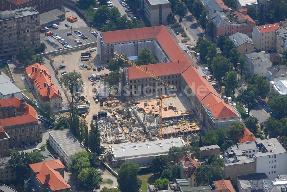 Potsdam von oben - Blick auf die Baustelle an der alten Kaserne in der Jägerallee in der Potsdamer Jägervorstadt