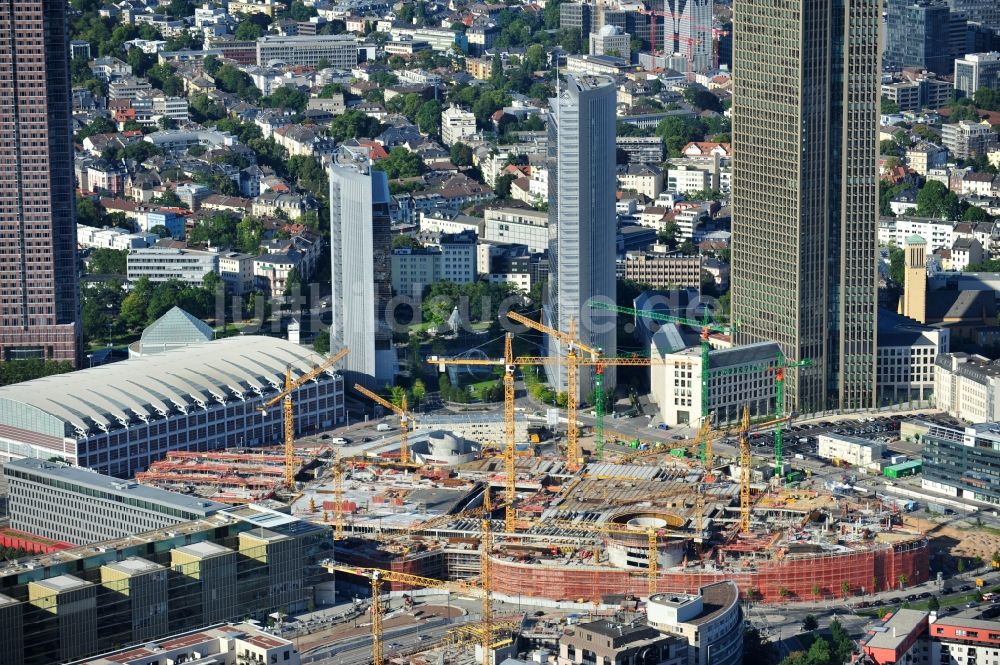 Luftaufnahme Frankfurt am Main - Blick auf die Baustelle des Einkaufszentrums des Gebäudekomplexes Skyline Plaza in Frankfurt am Main