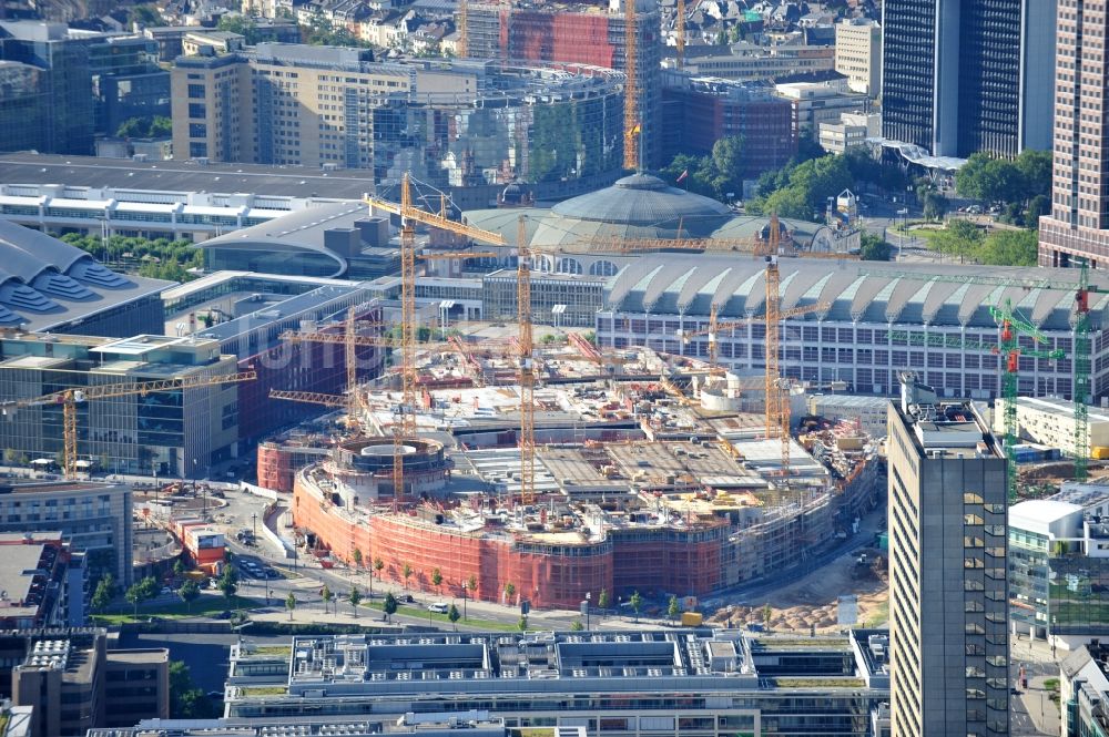 Frankfurt am Main von oben - Blick auf die Baustelle des Einkaufszentrums des Gebäudekomplexes Skyline Plaza in Frankfurt am Main