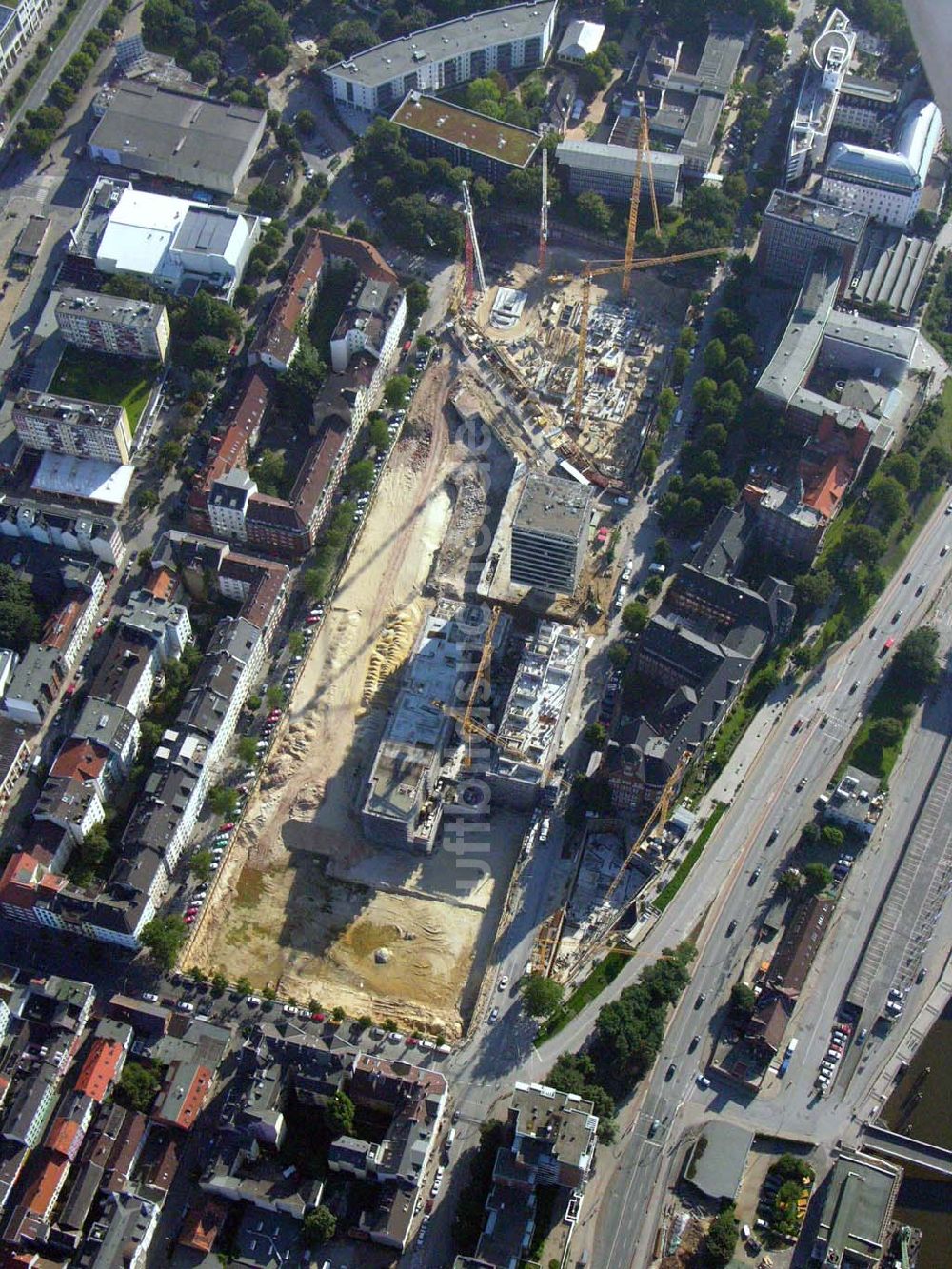 Luftaufnahme Hamburg - Blick auf die Baustelle Europa-Passage