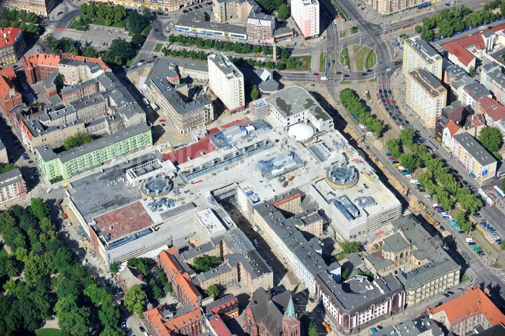 Stettin / Szczecin von oben - Blick auf die Baustelle vom Neubau des Einkaufszentrums Galeria Kaskada in Stettin / Szczecin durch die STRABAG AG und das ECE Projektmanagement