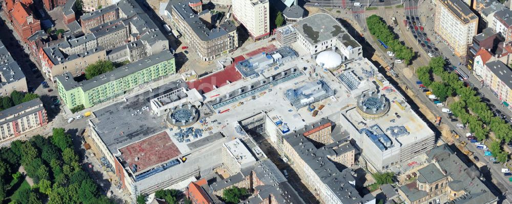 Stettin / Szczecin aus der Vogelperspektive: Blick auf die Baustelle vom Neubau des Einkaufszentrums Galeria Kaskada in Stettin / Szczecin durch die STRABAG AG und das ECE Projektmanagement