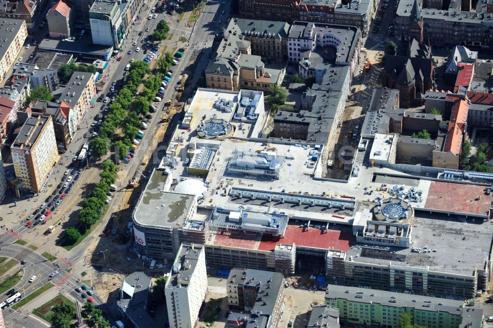 Stettin / Szczecin von oben - Blick auf die Baustelle vom Neubau des Einkaufszentrums Galeria Kaskada in Stettin / Szczecin durch die STRABAG AG und das ECE Projektmanagement