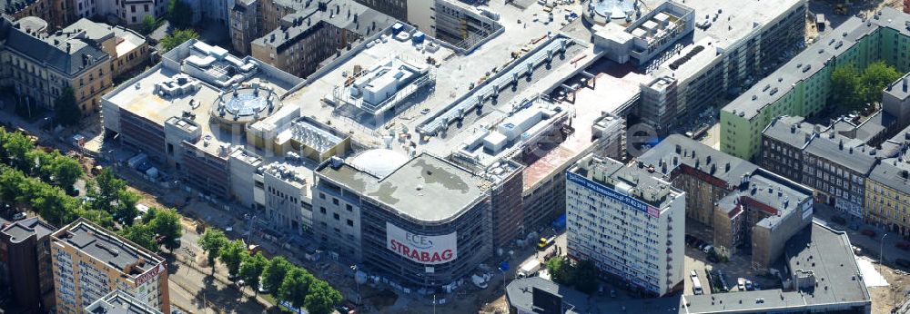 Stettin / Szczecin aus der Vogelperspektive: Blick auf die Baustelle vom Neubau des Einkaufszentrums Galeria Kaskada in Stettin / Szczecin durch die STRABAG AG und das ECE Projektmanagement