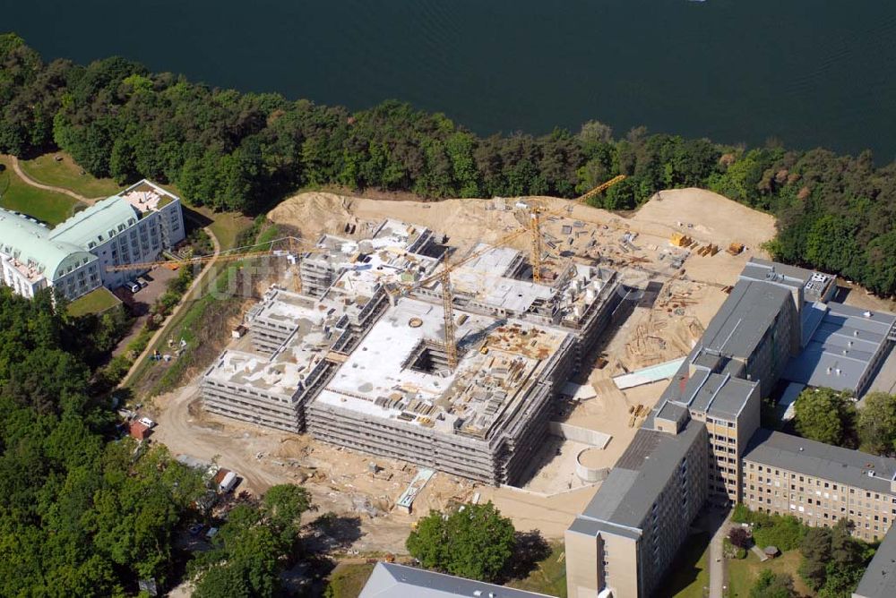 Luftbild Rüdersdorf - Blick auf die Baustelle vom neuen Ersatzbau vom Krankenhaus Rüdersdorf