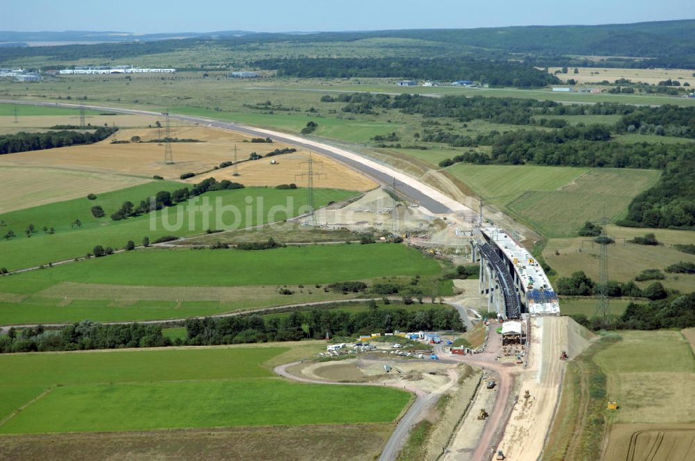 Ettenhausen von oben - Blick auf die Baustelle der neuen Nessetalbrücke mit einer Länge von 380 m