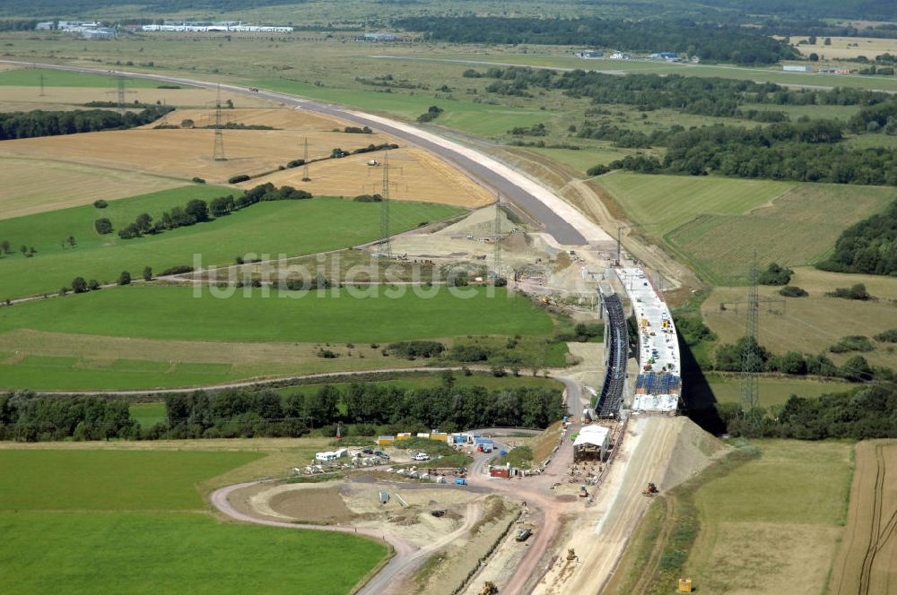 Ettenhausen aus der Vogelperspektive: Blick auf die Baustelle der neuen Nessetalbrücke mit einer Länge von 380 m