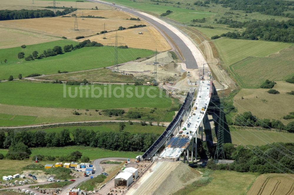 Luftbild Ettenhausen - Blick auf die Baustelle der neuen Nessetalbrücke mit einer Länge von 380 m