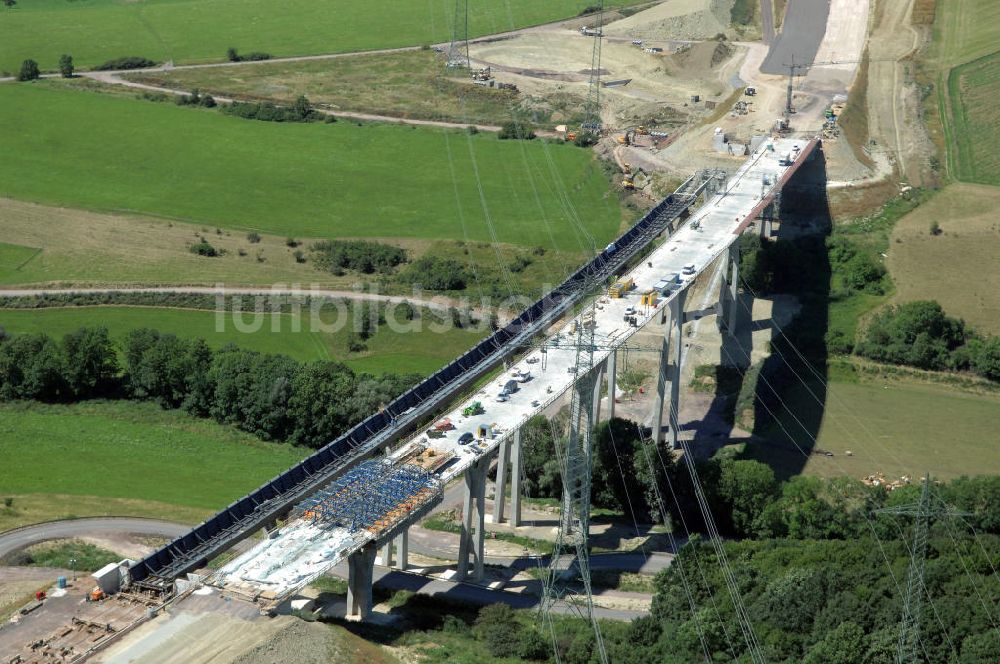 Luftbild Ettenhausen - Blick auf die Baustelle der neuen Nessetalbrücke mit einer Länge von 380 m