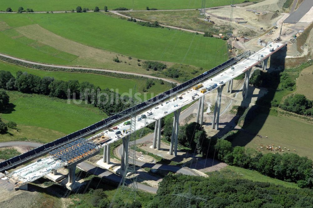 Luftbild Ettenhausen - Blick auf die Baustelle der neuen Nessetalbrücke mit einer Länge von 380 m