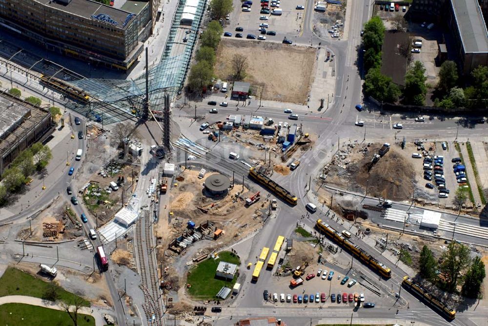 Luftbild Dresden - Blick auf die Baustelle auf dem Postplatz in der Dresdner Altstadt