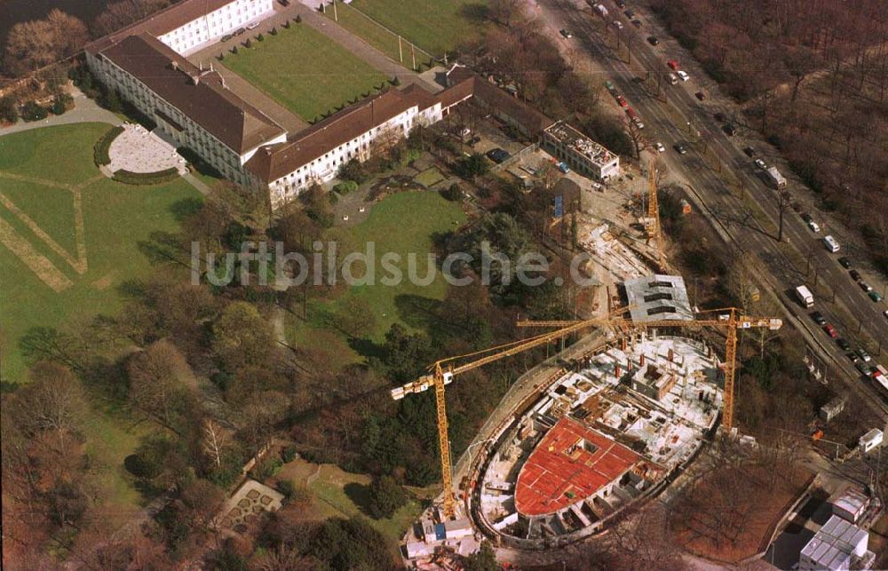 Luftaufnahme Berlin - Blick auf Baustelle zum Neubau des Bundespräsidialamtes am Spreeweg 1 im Berliner Tiergarten