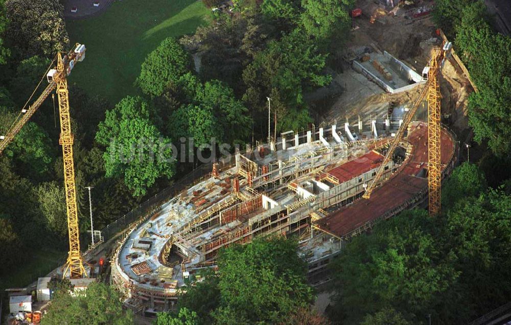 Berlin von oben - Blick auf Baustelle zum Neubau des Bundespräsidialamtes am Spreeweg 1 im Berliner Tiergarten