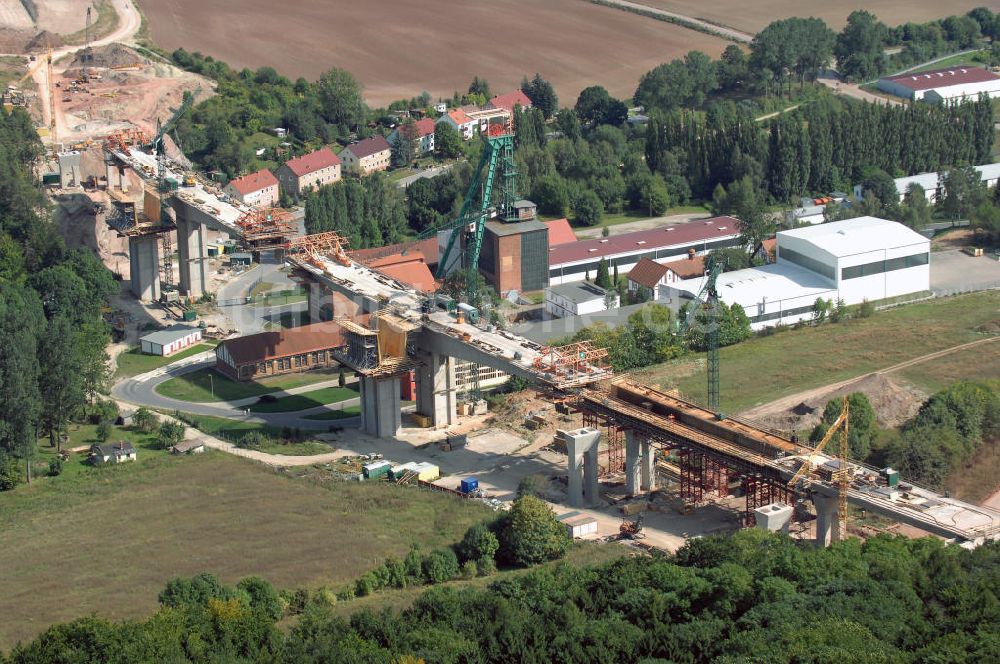 Luftaufnahme Sollstedt - Blick auf die Baustelle zur Bundesautobahn A38 bei Sollstedt