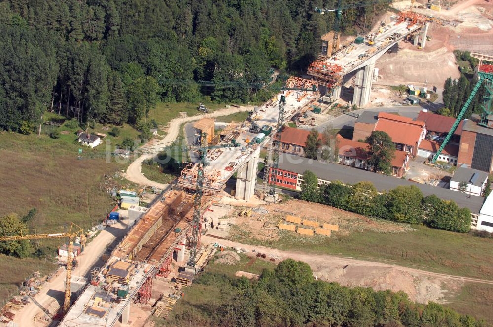 Sollstedt aus der Vogelperspektive: Blick auf die Baustelle zur Bundesautobahn A38 bei Sollstedt