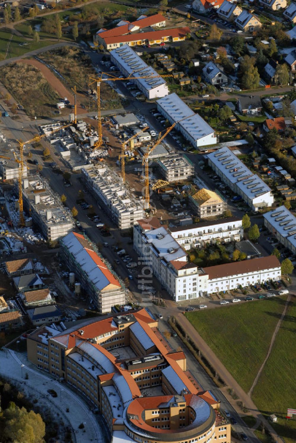 Luftbild Hoppegarten - Blick auf die Baustelle zur Siedlungserweiterung im Ortsteil Hönow von Hoppegarten