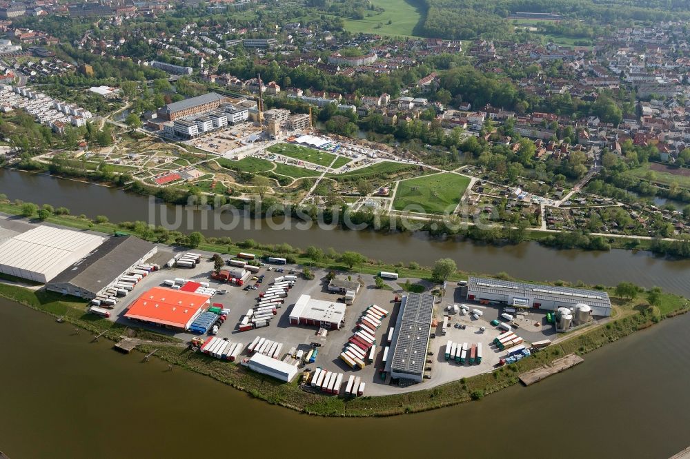 Luftbild Bamberg - Blick auf den Bayernhafen in Bamberg im Bundesland Bayern