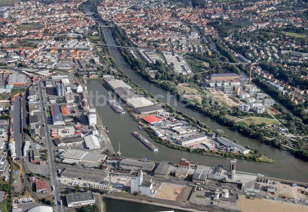 Luftbild Bamberg - Blick auf den Bayernhafen in Bamberg im Bundesland Bayern