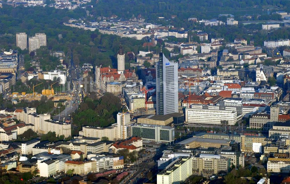 Luftbild Leipzig - Blick über die die Leipziger Innenstadt von Osten aus