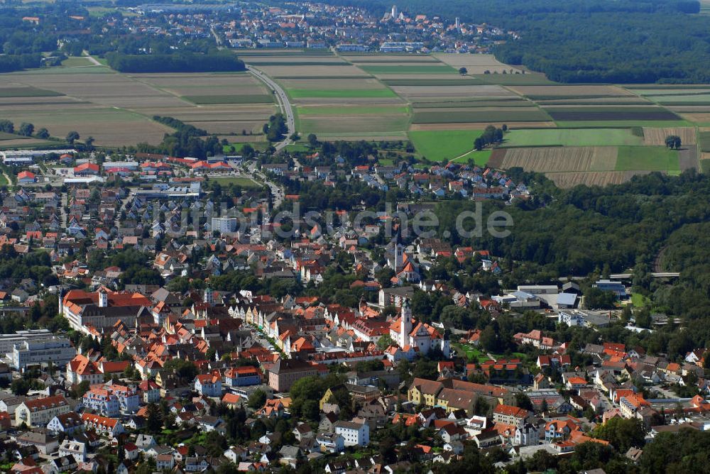 Luftaufnahme Reisensburg - Blick über Günzburg und Leipheim