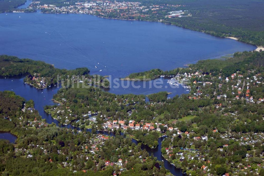 Luftbild Rahnsdorf - Blick über Neu Venedig auf den Müggelsee in Berlin Treptow-Köpenick