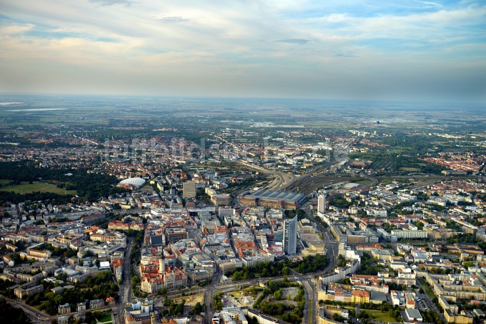 Luftbild Leipzig - Blick über das Stadtzentrum Leipzig im Bundesland Sachsen