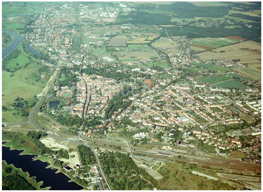 Wittenberg aus der Vogelperspektive: Blick über Wittenberg