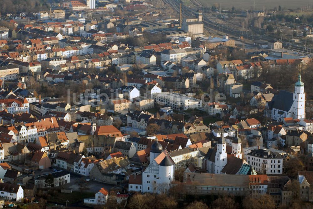 Luftbild Wurzen - Blick über Wurzen mit Dom St. Marien, Schloss Wurzen und die Kirche St. Wenceslai