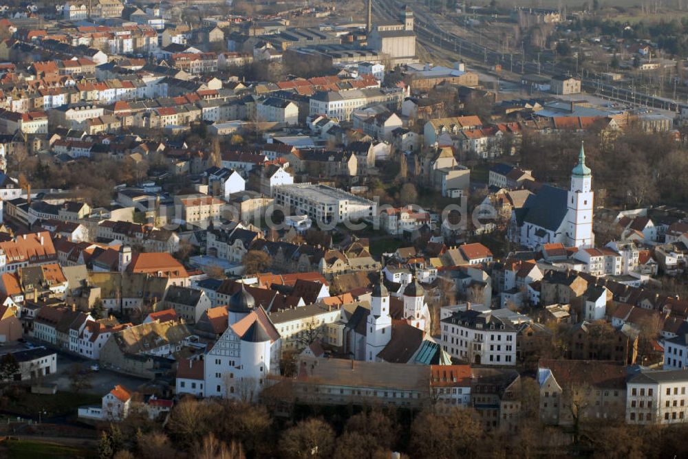 Luftaufnahme Wurzen - Blick über Wurzen mit Dom St. Marien, Schloss Wurzen und die Kirche St. Wenceslai