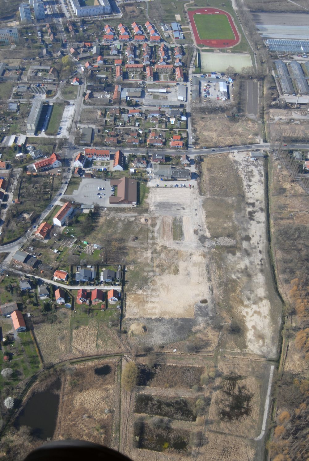 Luftbild Wartenberg - Blick auf die beräumte Fläche der einstigen DDR-Vorzeige LPG 1. Mai in Wartenberg