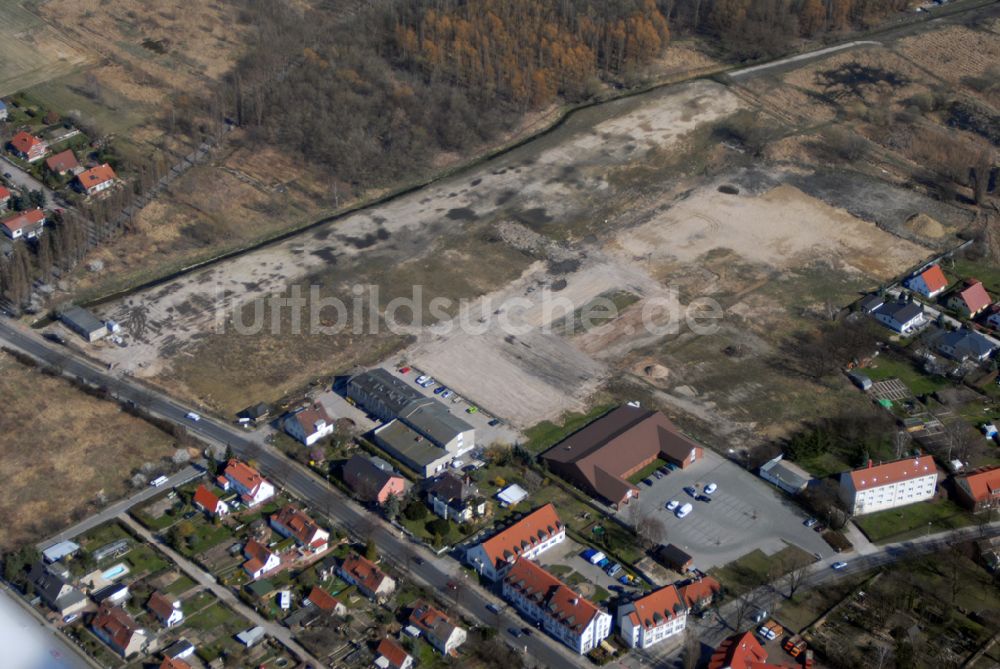 Wartenberg von oben - Blick auf die beräumte Fläche der einstigen DDR-Vorzeige LPG 1. Mai in Wartenberg