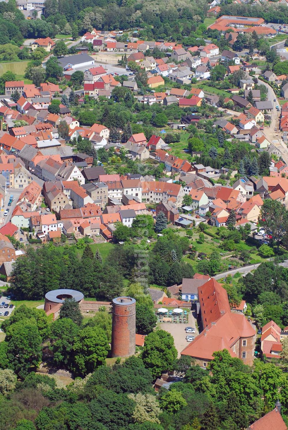 Luftbild Belzig - Blick auf die Burg Eisenhardt in Belzig