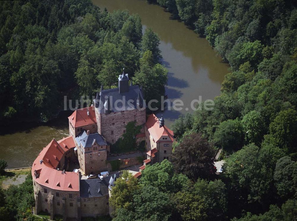 Luftaufnahme Waldheim - Blick auf die Burg Kriebstein in der Nähe von Waldheim