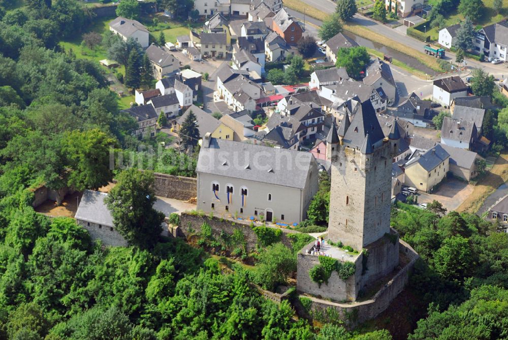 Luftbild Bergnassau-Scheuern - Blick auf die Burg Nassau in Rheinland Pfalz