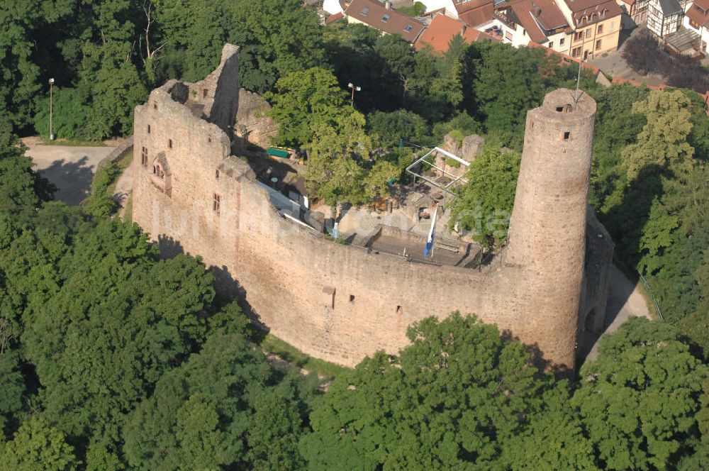 Weinheim von oben - Blick auf die Burg Windeck in Weinheim