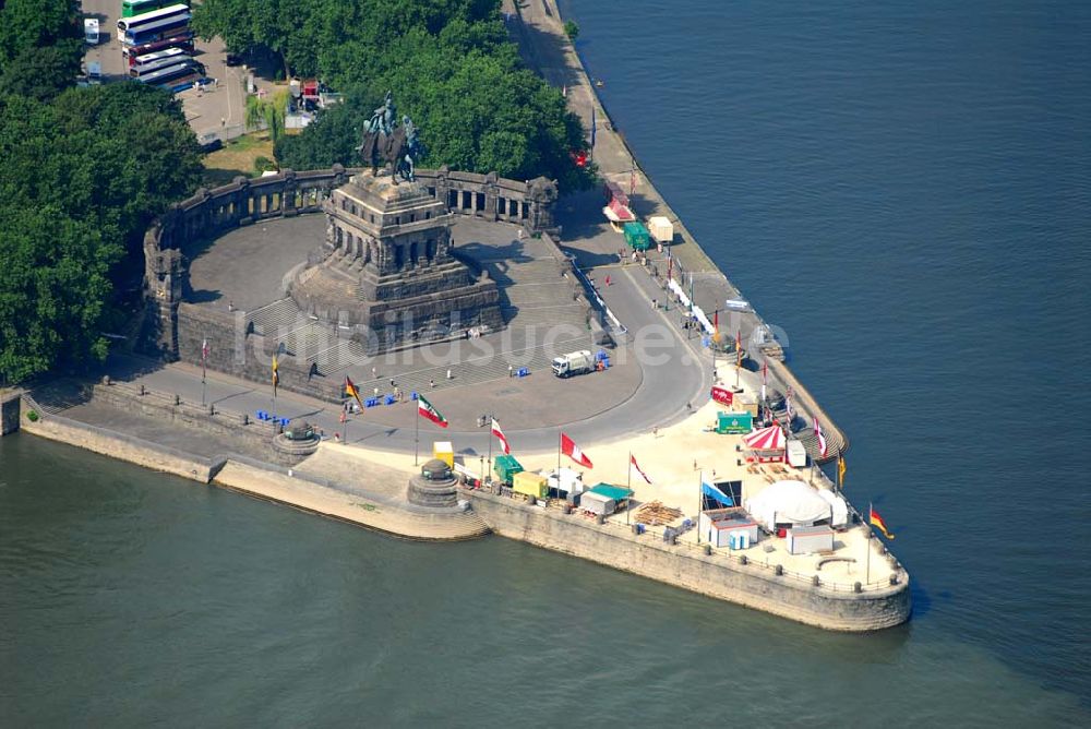 Koblenz von oben - Blick auf das Deutsche Eck in Koblenz