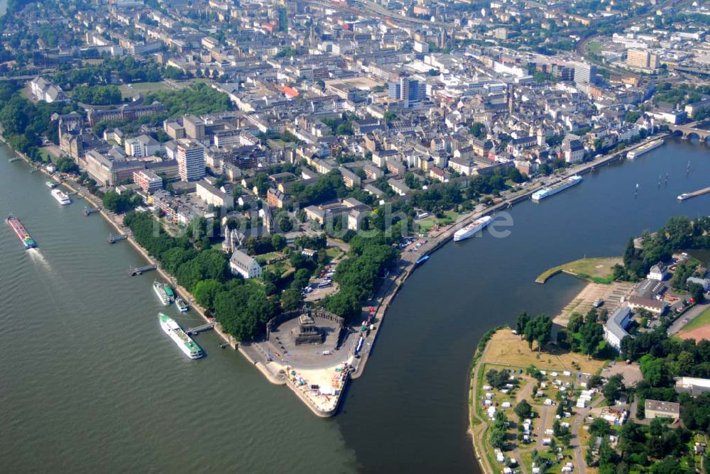 Luftaufnahme Koblenz - Blick auf das Deutsche Eck in Koblenz