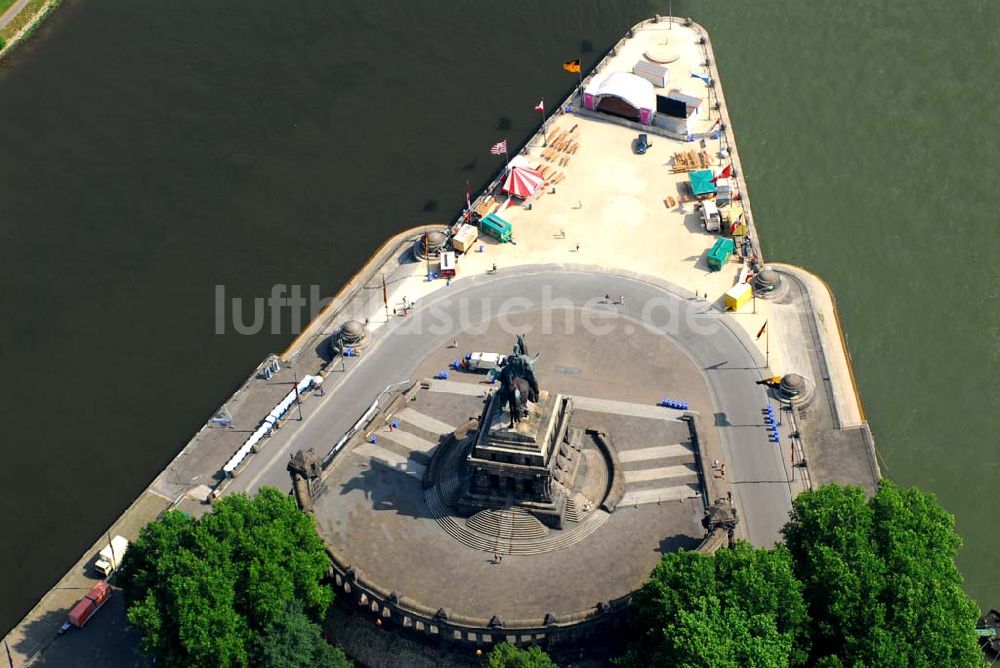 Koblenz aus der Vogelperspektive: Blick auf das Deutsche Eck in Koblenz