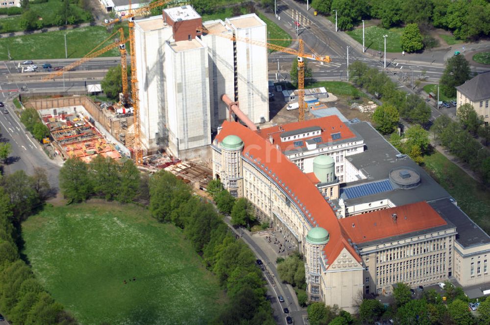 Leipzig von oben - Blick auf die Deutsche Nationalbibliothek in Leipzig mit momentanem Erweiterungsbau