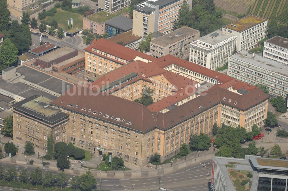 Stuttgart von oben - Blick auf das ehemalige Direktionsgebäude der württembergischen Eisenbahnen in Stuttgart