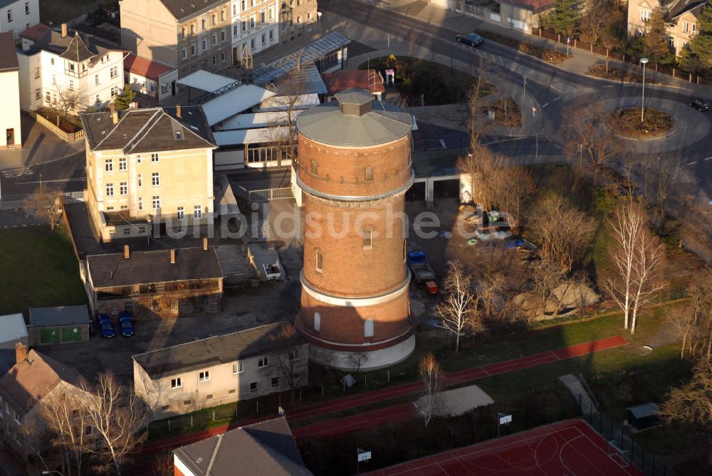 Luftaufnahme Wurzen - Blick auf den ehemaligen Wasserturm in Wurzen