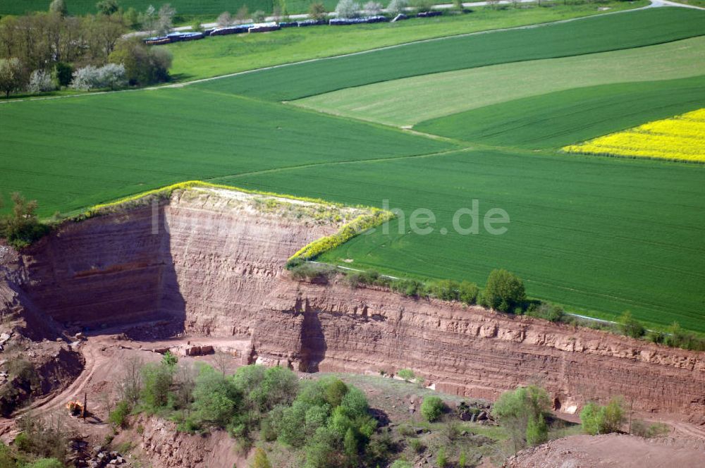 Wertheim von oben - Blick auf einen Steinbruch bei Dietenhan