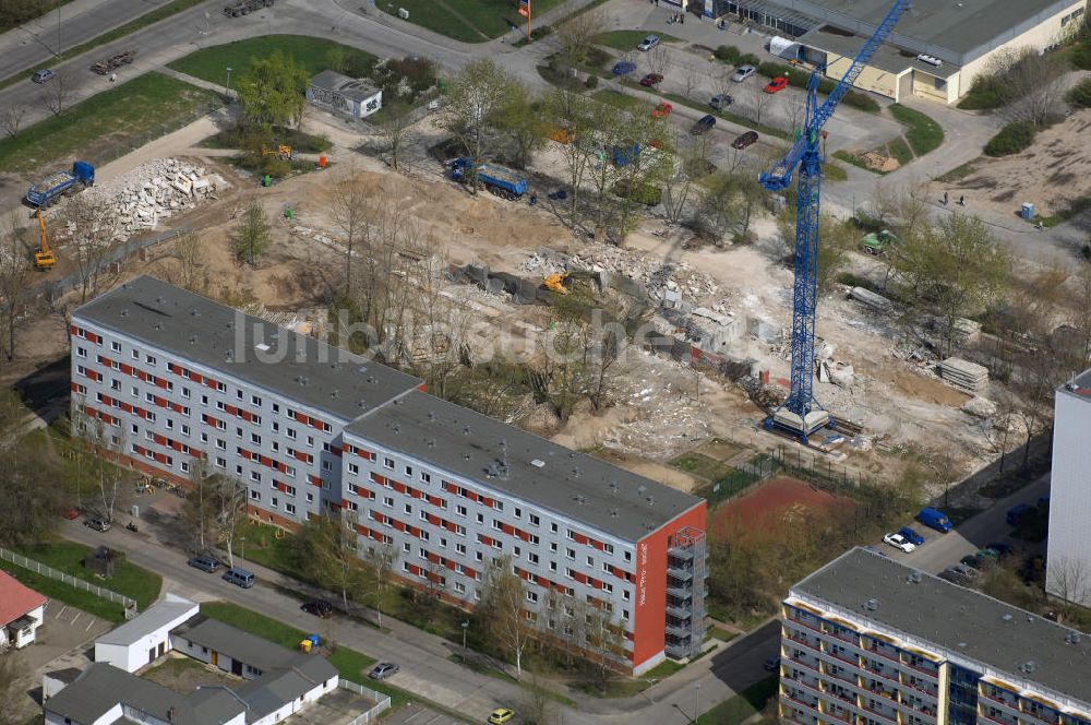 Berlin aus der Vogelperspektive: Blick auf einen Wohnungsrückbau in Berlin-Hellersdorf