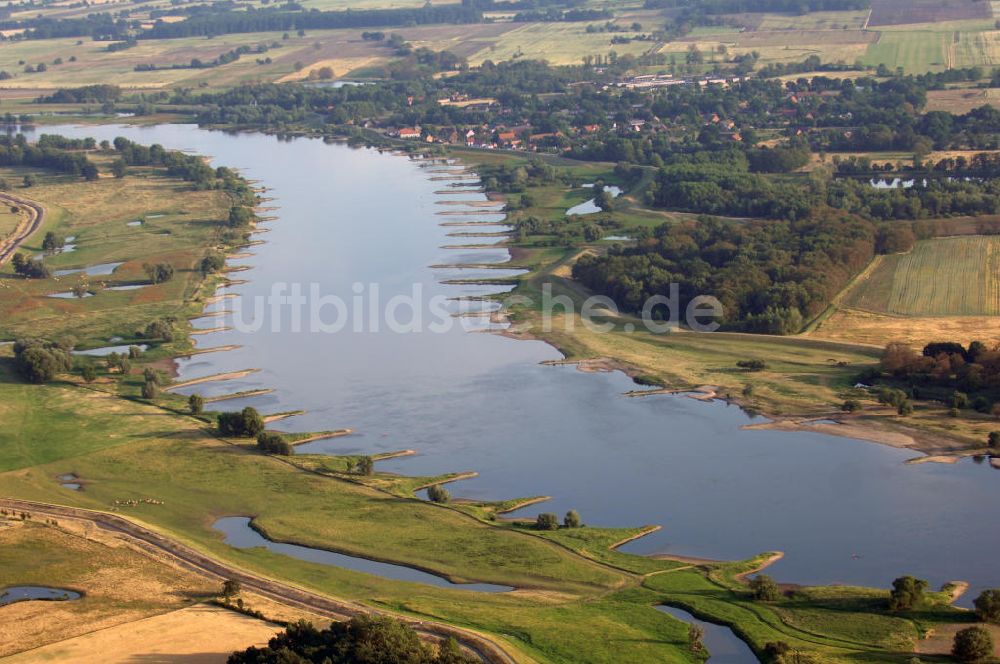 Wahrenberg von oben - Blick auf die Elbe und die Elbtalaue bei Wahrenberg