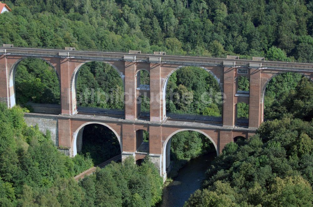 Pöhl aus der Vogelperspektive: Blick auf die Elstertalbrücke bei Jocketa