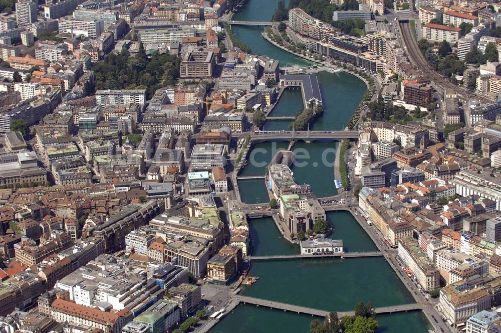 Luftaufnahme GENF - Blick entlang der Rhône (Genf)