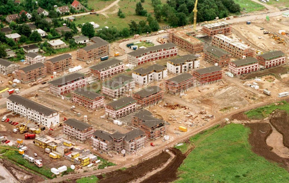 Luftaufnahme Berlin - Blick auf die Errichtung / Baustelle der Wohnneubausiedlung Am Rehgraben in Bergholz-Rehbrücke