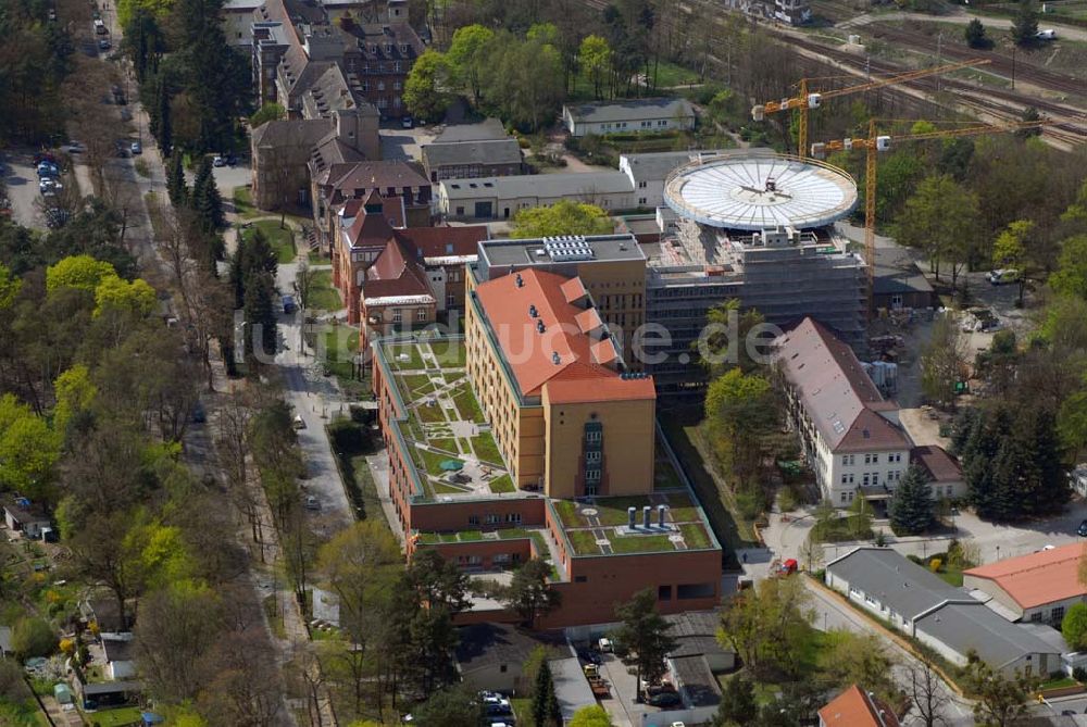 Eberswalde von oben - Blick auf die Erweiterungsbaustelle des Klinikum Barnim GmbH, Werner Forßmann Krankenhaus