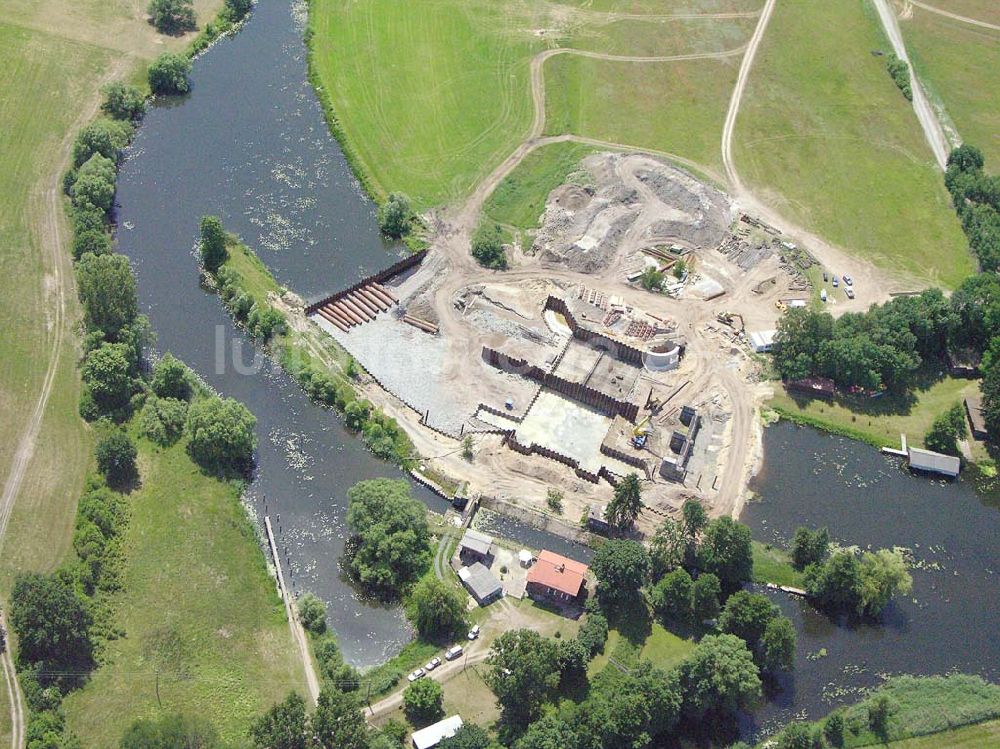 Luftaufnahme Kossenblatt - Blick auf die Erweiterungsbaustelle der Schleuse Kossenblatt.