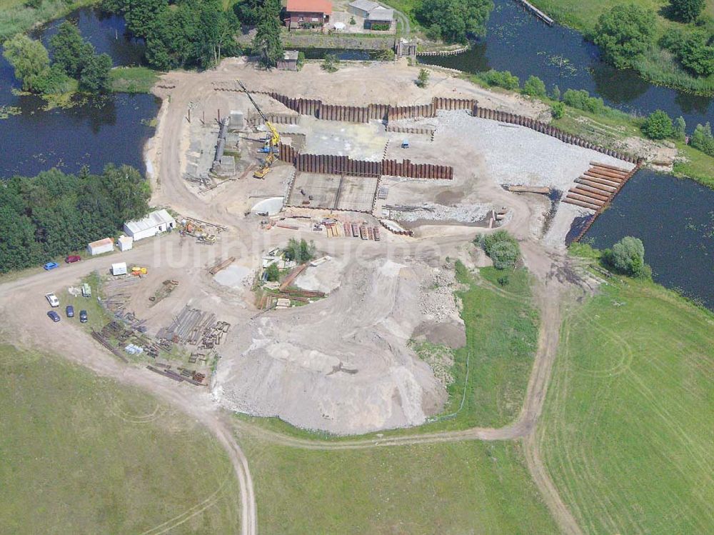 Kossenblatt von oben - Blick auf die Erweiterungsbaustelle der Schleuse Kossenblatt.